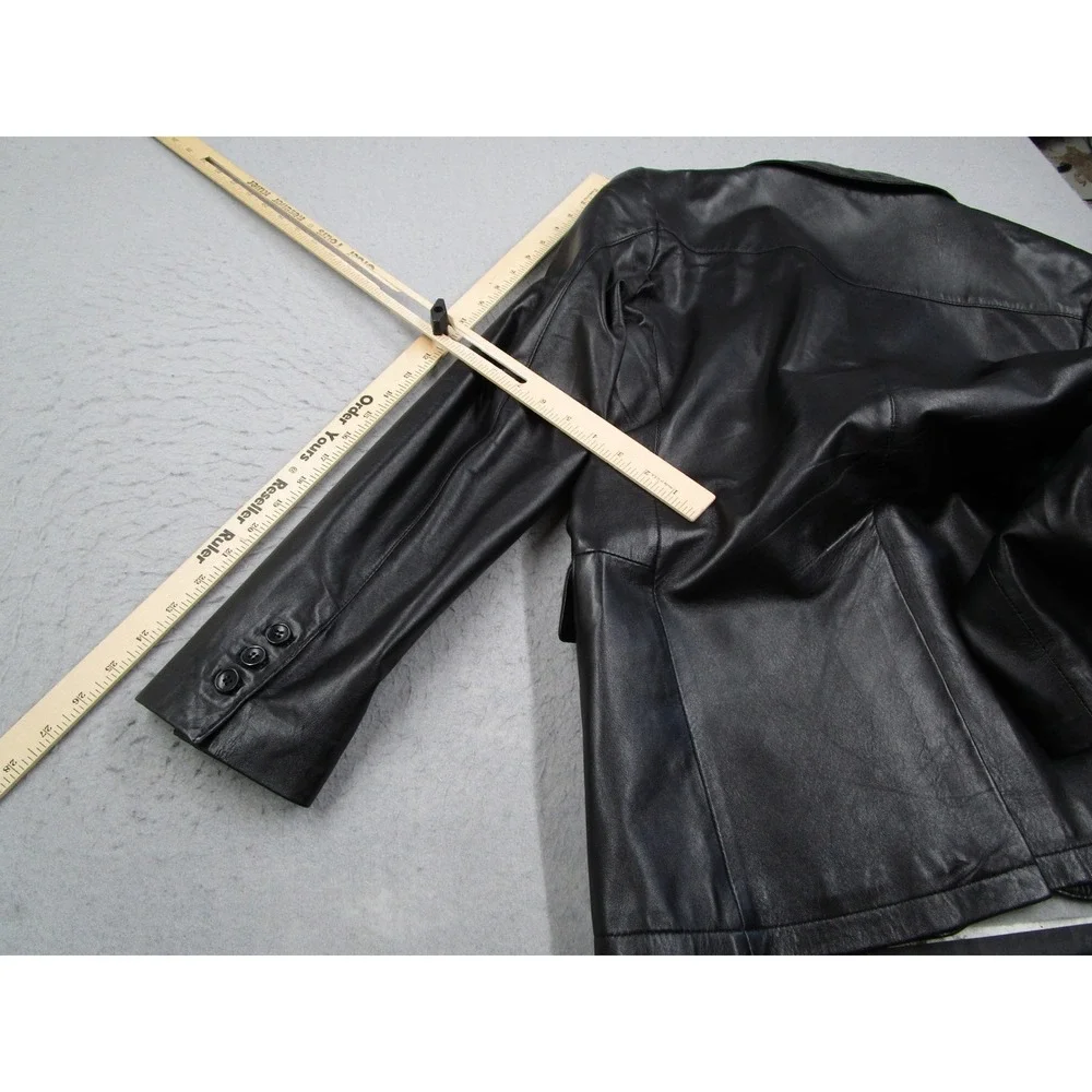 Daniele Alessandrini Italia Men Black Genuine Leather Blazer Jacket Size 46 IT